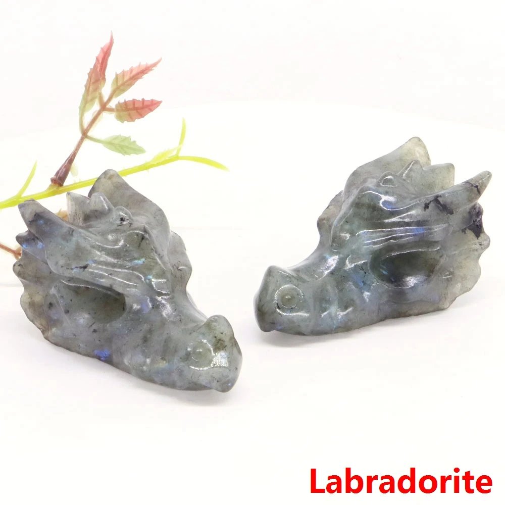 70mm Dragon Head Standbeeld Natuurlijke Edelsteen Kristal Reiki Healing Handgesneden Stenen Beeldjes Ambachten Woondecoratie Cadeau Groothandel