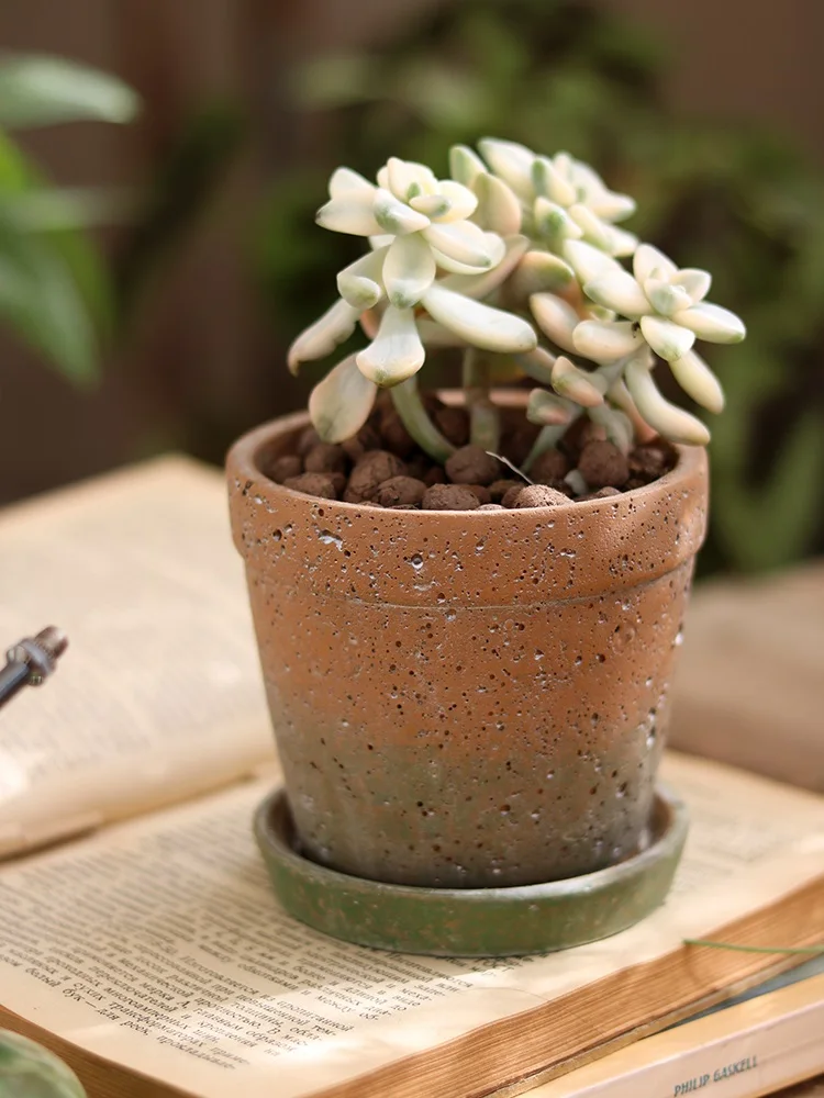 Vintage Retro Terracotta Imitation Cement Succulent Pot