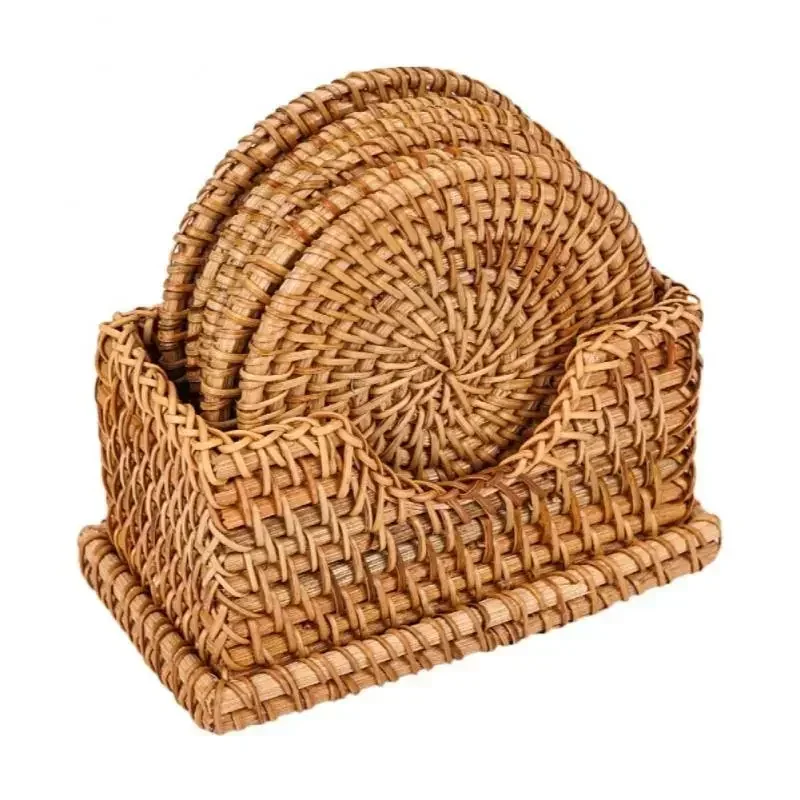 1PC Autumn Rattan Hand-Woven Coaster Creative Dining Table Mat Bowl Pot Mat Kettle Mat Insulation Pad Anti-Skidding Pad