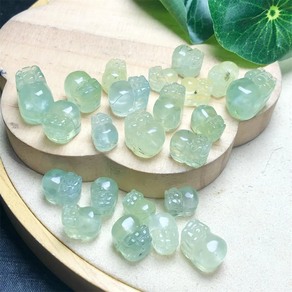 5PCS Natural Green Rutilated Quartz Pixiu Carving Fashion Shape Pendant For Making DIY Home Decoration Gift 10-15MM