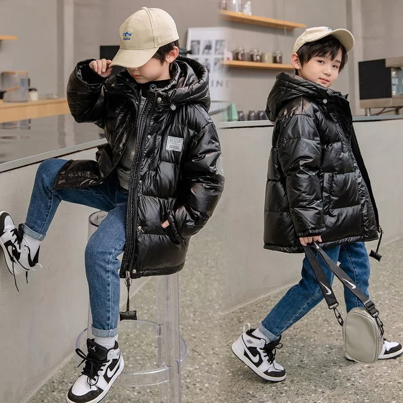 

Boys Down Cotton Jacket Windbreak Outerwear 2024 Black Thicken Winter Autumn Sport Warm Christmas Gift Children's Clothing