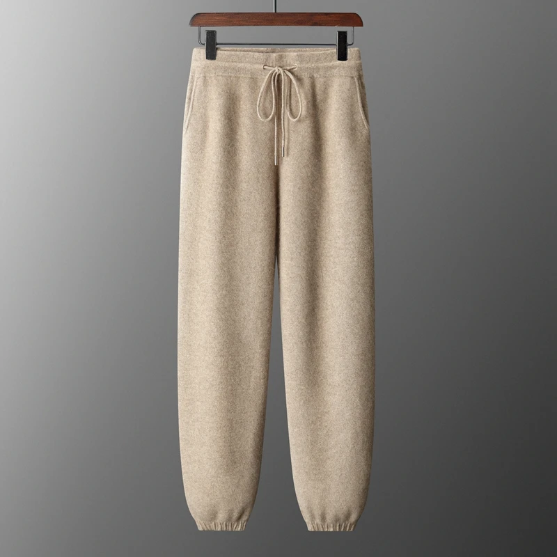 

New Product Release: Men's High Waist Pants, Thickened 100% Cashmere Pants Autumn Winter, Casual Knitted Shrink Pants, Sweatpant