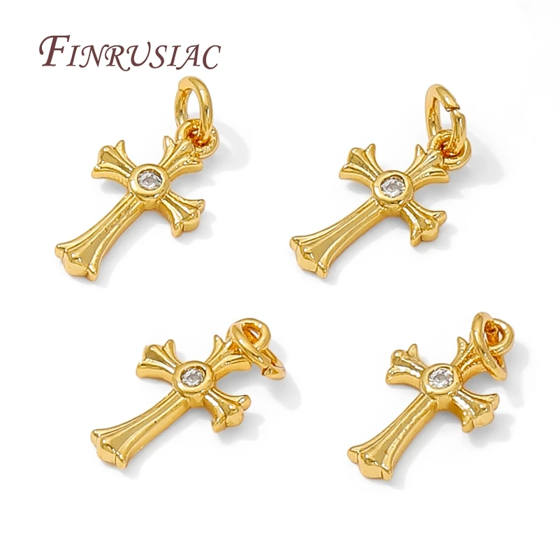 

Подвеска крест с фианитами,18-каратное позолоченное крест Иисуса, подвески для ювелирных изделий, маленькие подвески для серег, аксессуары для браслетов «сделай сам», принадлежности для изготовления ювелирных изделий