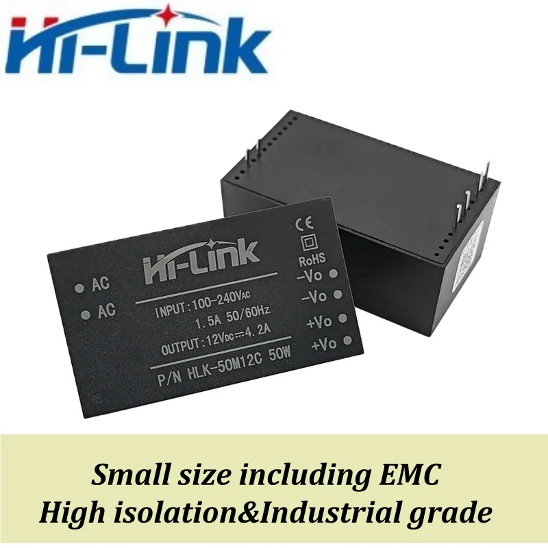 10PCS HLK-50M09C/12C/15C/18C/ 24C AC-DC Power Supply Module 9V/12V/15V/18V/24V Ultra-Small High-Efficiency Isolated Power Supply