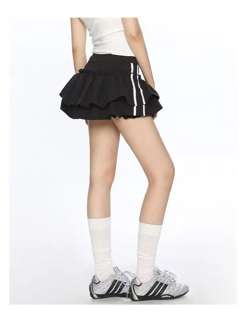 Women's Black Gothic Line Mini Skirt Y2K Harajuku High Street 2000S A-Line Short Skirt Sexy Retro 90S Fashion Clothing 2026 New