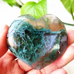 Natural Moss Agate Purple Grass Agate Heart Yn Water Symbol Of Love Spiritual Meditation Healing Crystal Home Ornament
