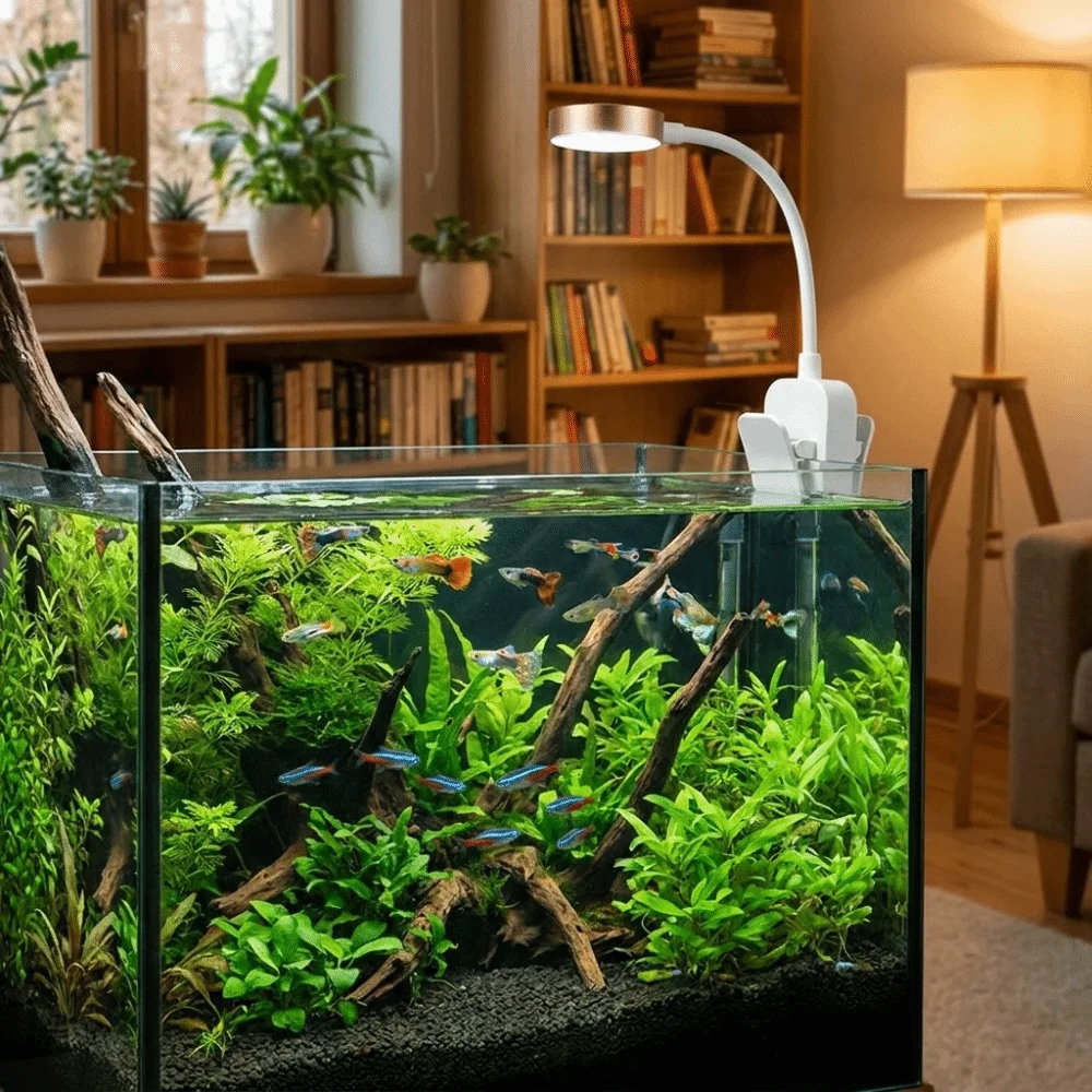 360° Rotatable Fish Tank Clip Lamp Color-changing Full Spectrum Aquarium Decorative Light Flexible Stem LED Fish Tank Light