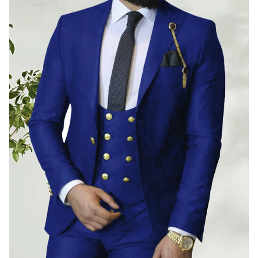 

Men's Suit Italy Business Slim 3-piece Royal Blue Bridegroom's Ball Dress Wedding Best Man Suit (jacket+vest+pants)