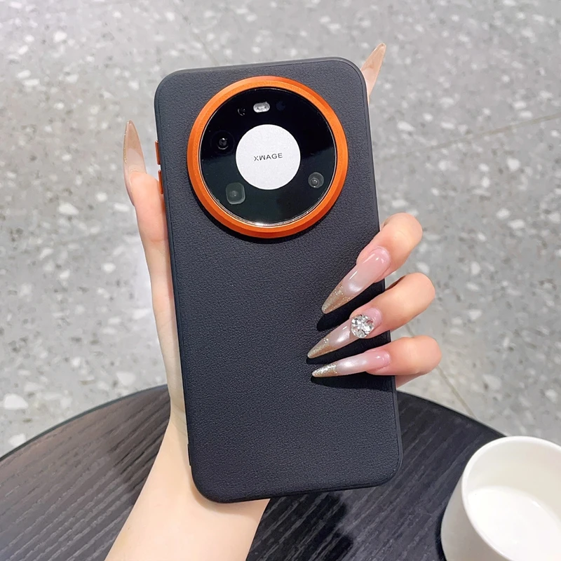 Fashion Phone Case For HuaWei Mate 80 Pro Max Vegan Leather PC Hard Shell Protective Solid Color Back Cover