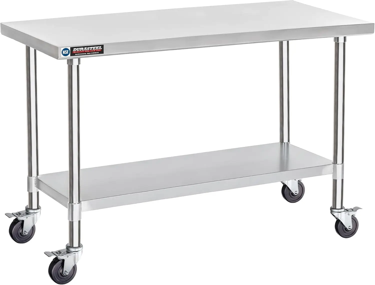 Stainless Steel Table - 24 x 60 Inch Metal Table Cart - Commercial Workbench with Caster Wheel