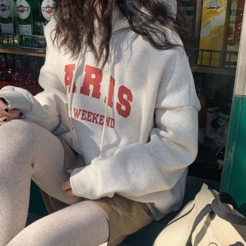 Oversize Mit Kapuze Sweatshirt frauen Thiened Fce Lange Sve Casual Oberbekleidung Frühling Herbst Winter Neue Sle ular Ladie...