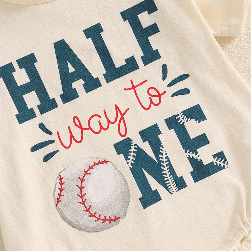 Baby Boy Baseball Romper Letter Print Short Sleeve Jumpsuit Casual Summer Clothes