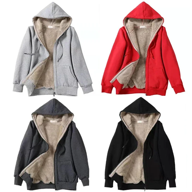 Hoodies Women Zipper Sweatshirts High Quality Fleece Hoodie Loose Hip Hop Casual Fashion Streewear Coat Tops Student Winter Warm