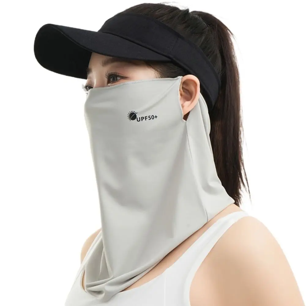 Letter Summer Ice Silk Face Mask Sun Protection Fishing Face Shield Neckline Face Cover Simple Hiking Face Scarves