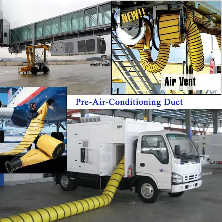 Vooraf geconditioneerde geïsoleerde PVC layflat luchtkanaalconstructie voor vliegtuigen 400 mm airconditionerkanaal