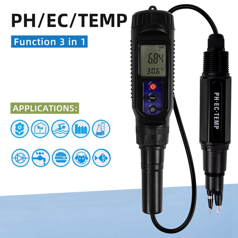 WIK-nbWater Testador de qualidade do solo digital PH/EC/TEMP 3 em 1