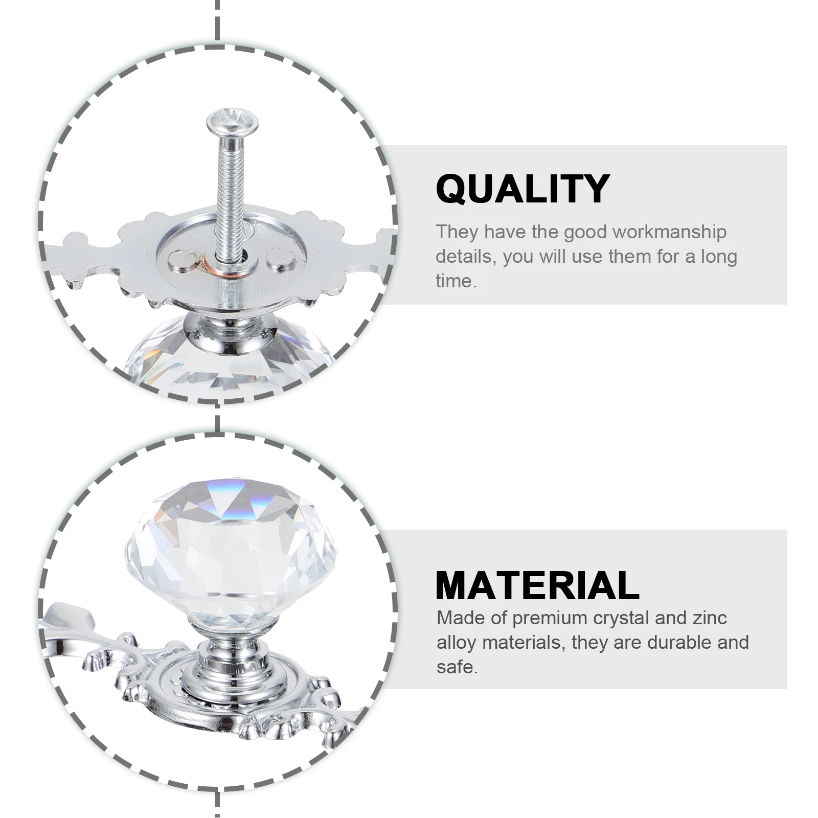 

4pcs Crystal Door Handles Durable Zinc Alloy Exquisite Furniture Pulls For Cabinet Wardrobe Closet Heavy Duty Modern Design