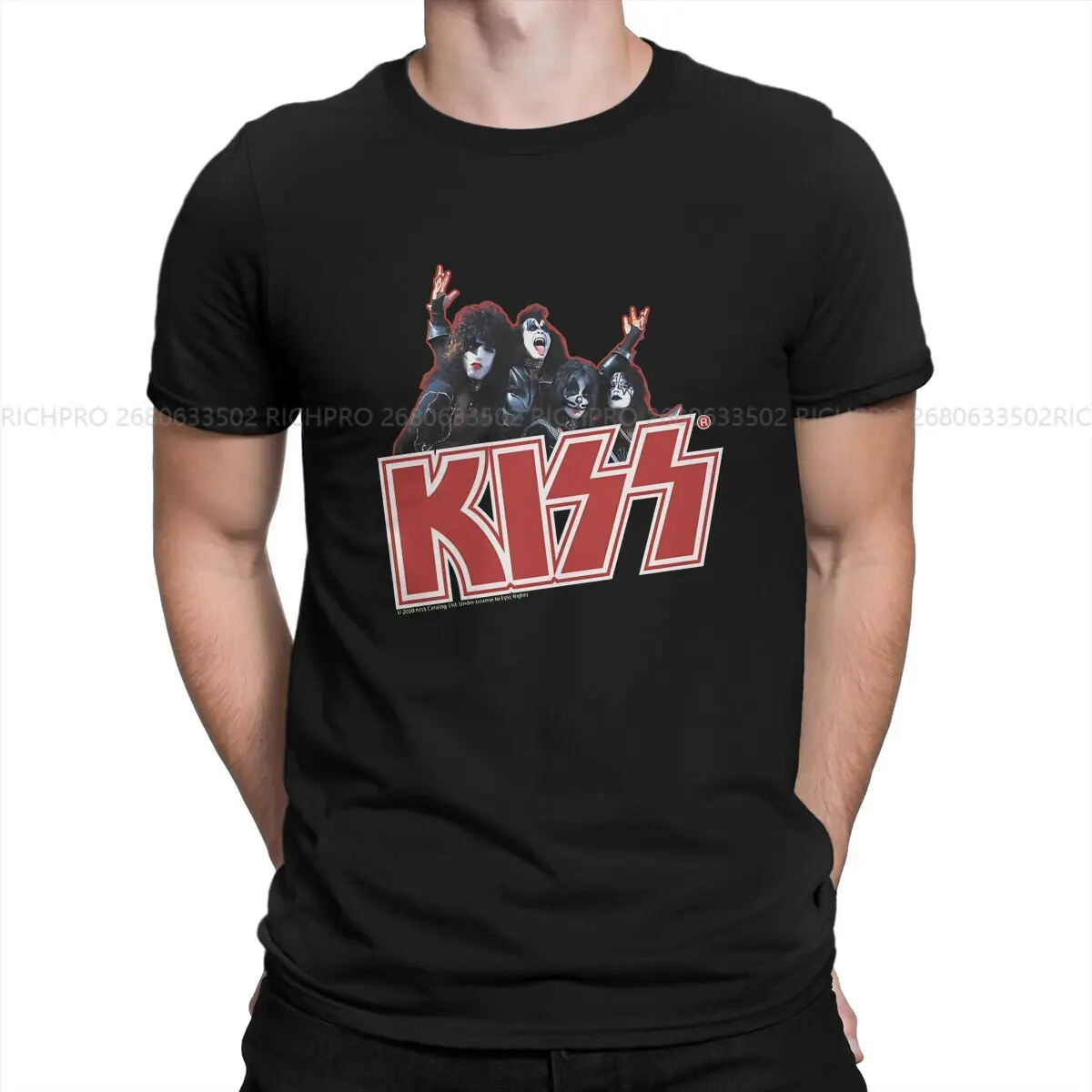 KISS Creative TShirt for Men Demon Starchild Spaceman And Catman Round Collar Polyester T Shirt Personalize Gift Clothes Tops