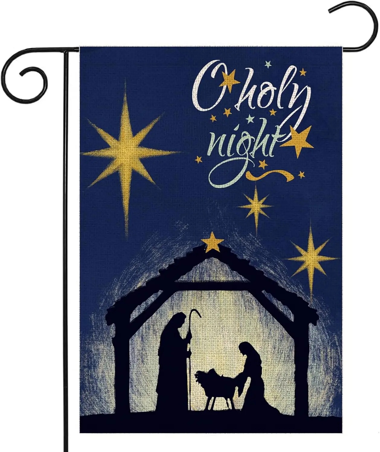 Christmas Oh Holy Night Garden Flag 12x18 Double Sided,Nativity with Star of Bethlehem Small Yard Flag,Seasonal Christ Winte KKW