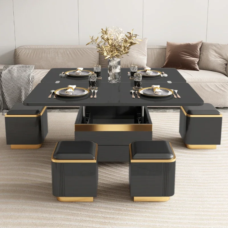 Premium Modern Lifting Coffee Tables Multi Function Storage Design Coffee Table Luxury Black Italian Small Floor