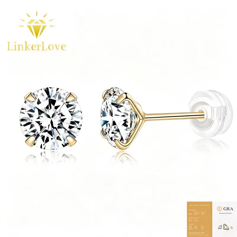 Women's Moissanite Stud Earrings, 1CT S925 Silver