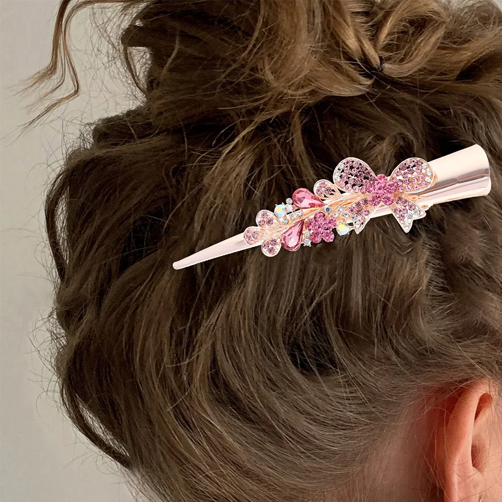 

2 шт., заколки для волос из кожи аллигатора со стразами, дизайн с бантом, нескользящие блестящие французские заколки, винтажные аксессуары для волос, прочный цинк