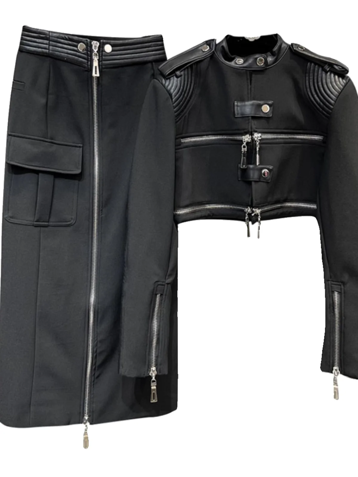 ヘビーデューティーバイクジャケット レディース 春 ファッション ショルダーパッドデザイン 複数ジッパー PUレザー オートバイコート オリジナルデザイン