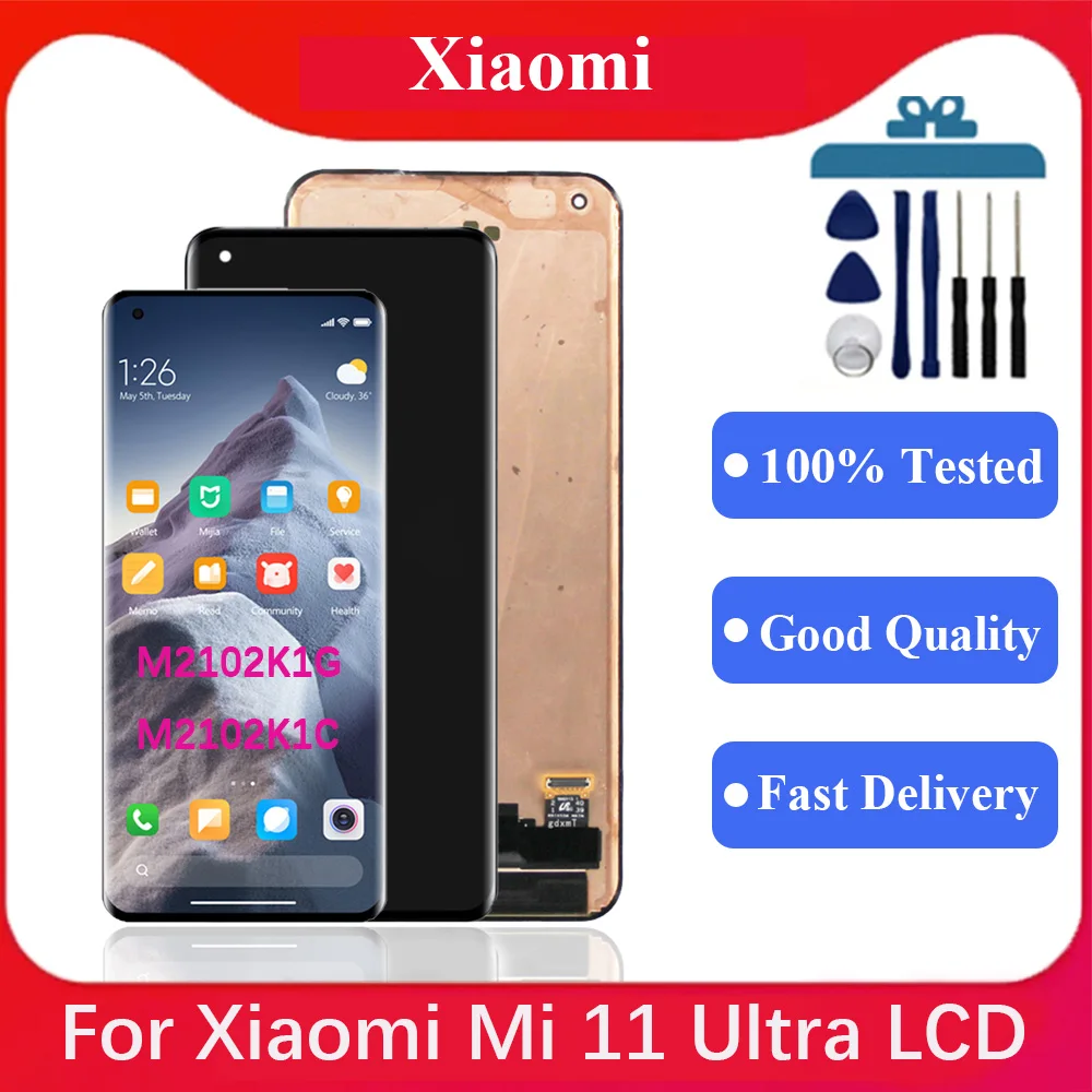 Original For Xiaomi Mi 11 Ultra LCD M2102K1G,M2102K1C Display Touch Screen Digitizer Assembly for Xiaomi Mi 11 Ultra LCDDisplay