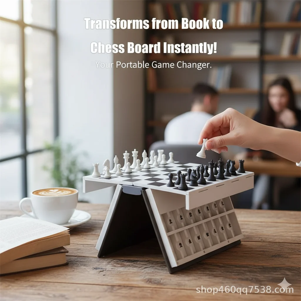 

Portable 3D Printed Chess Book Chess Set Foldable Game For Kids Adults Desktop Puzzle Travel Camping Party Educational Toy