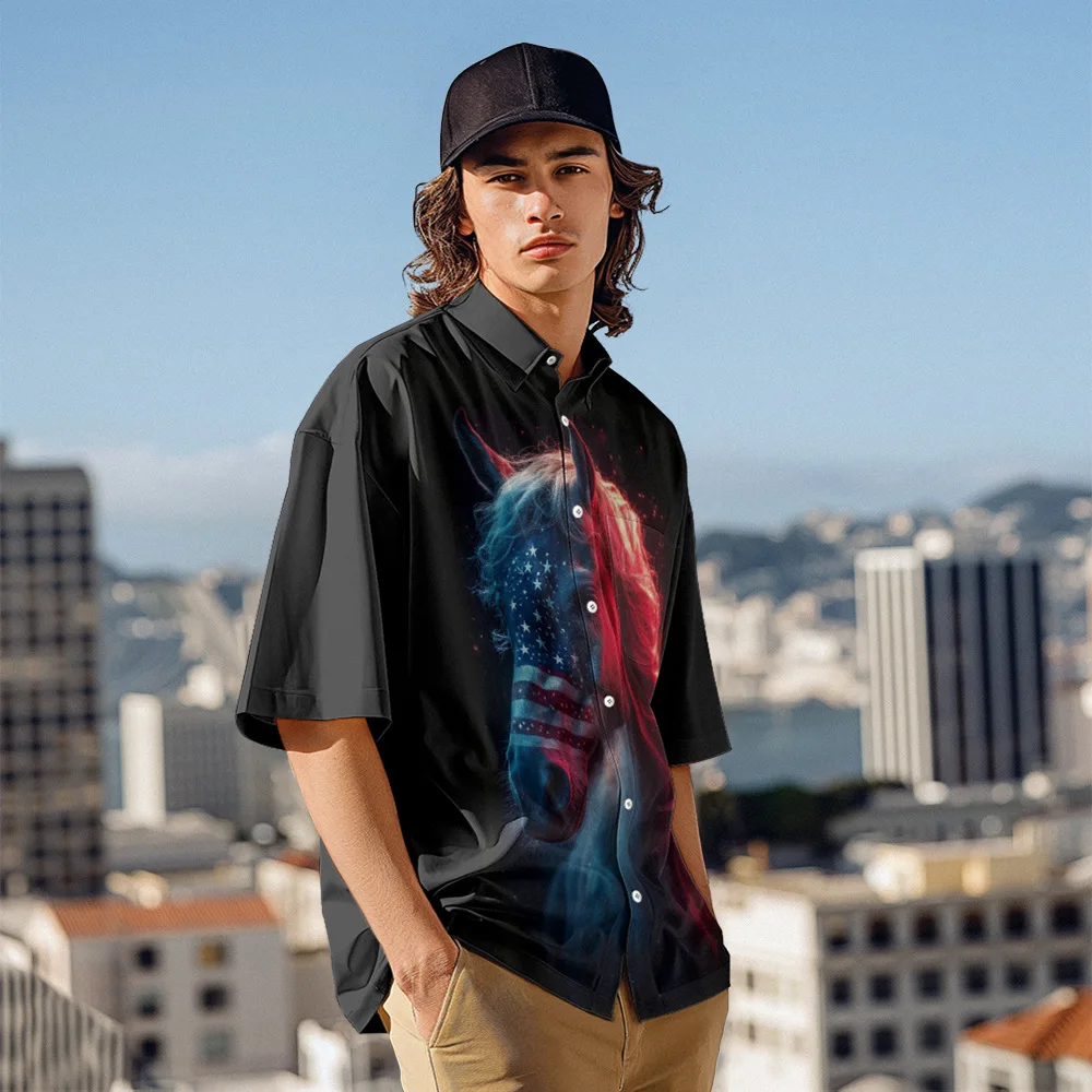 

2026 Independent Site New Men's Short-Sleeve Collared Shirt Short-Sleeve Summer Fashion Beach Hawaiian Short-Sleeve Shirt