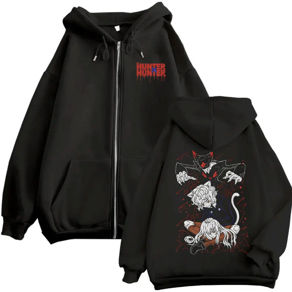 

Anime Hunter X Hunter Merch Zipper Hoodie Neferpitou Graphic Zip Up Jacket Men Women Cosplay Casual Oversized Zip Up Sweatshirt