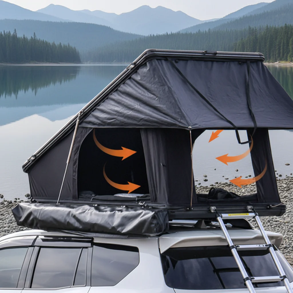 Wholesale Rooftop Tent Aluminum Car Triangle Clamshell Canvas Four-season Waterproof Quick Automatic Opening for Camping Cheap