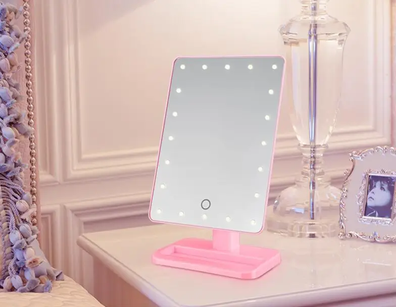 20-LED-Leuchten und 10-fach vergrößernde flache Desktop-Spiegel können berührungsempfindliche Spiegel drehen