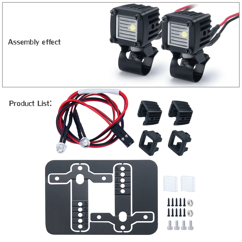 YEAHRUN LED-Leuchten Scheinwerfer Scheinwerfer für TRX-4 TRX6 Axial SCX10 Wraith SCX24 1/10 1/24 RC Auto LKW Dekoration Teile