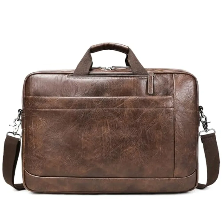 

Faux Leather Messenger Bag for Men 17-17.3 Inch: Convertible 3 in 1 Backpack Laptop Bag Briefcase Computer Handbags Shoulder Cr