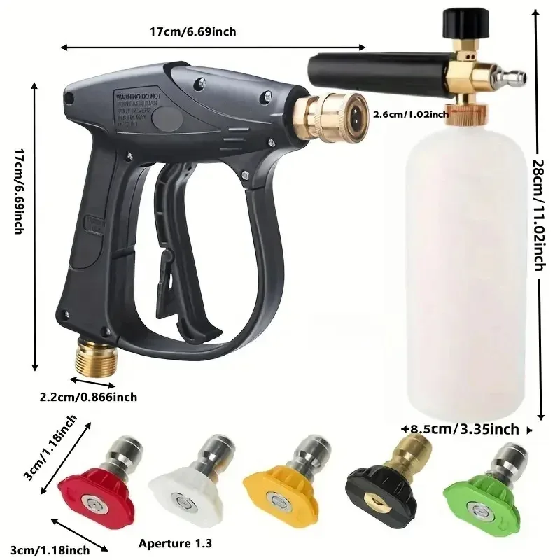 High Pressure Cleaning Water Gun 3000PSI M22-14 & 1/4 Inch Quick Connection for Car Garden Patio