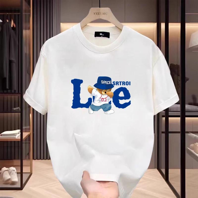 

Ins Summer Trendy Brand Cartoon Printing High Street Pure Cotton Short-sleeved American Casual Loose Versatile Simple Men's Top