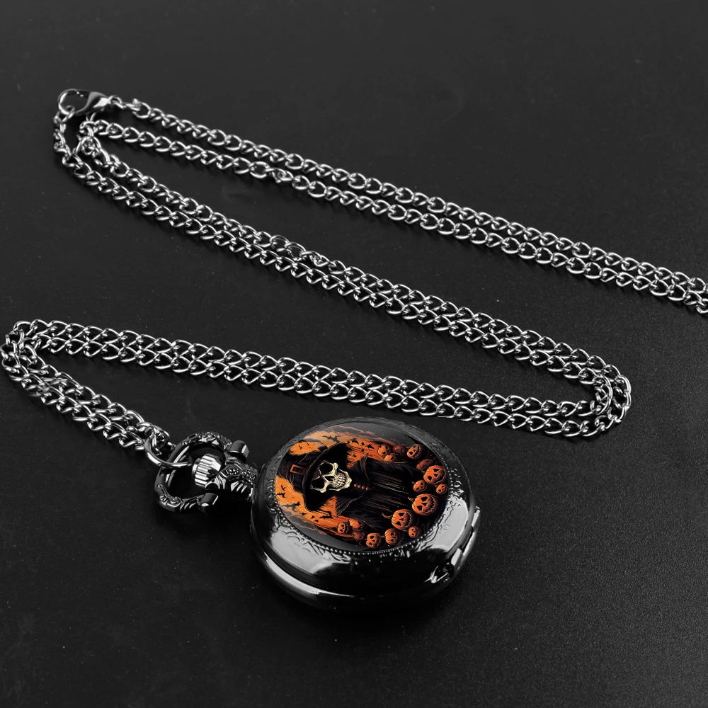 Montre de Poche à Quartz en Verre Fantôme pour Enfant, Accessoire de Collier avec Numérisation Arabe, Cadeau d'Halloween