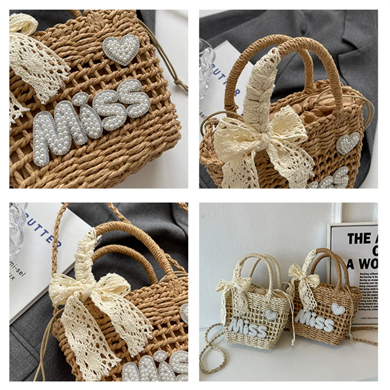 Women Fashion Handwoven Shoulder Crossbody Bag Rattan Straw Woven Bag Female Summer Beach Bag Girl Handbag Purse New Design