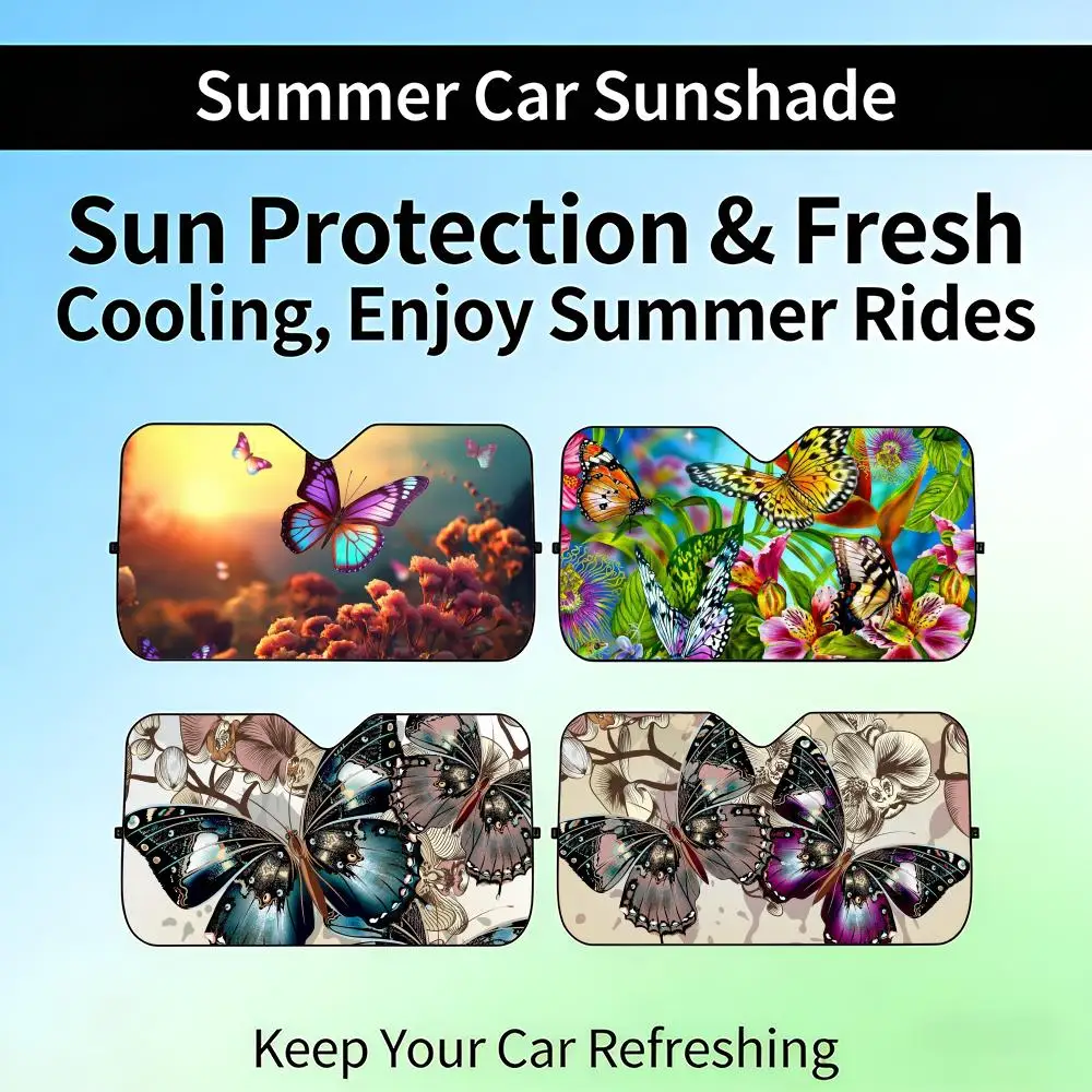 

Color Butterfly Sun Visor Retractable Car Windshield Sun Shade UV