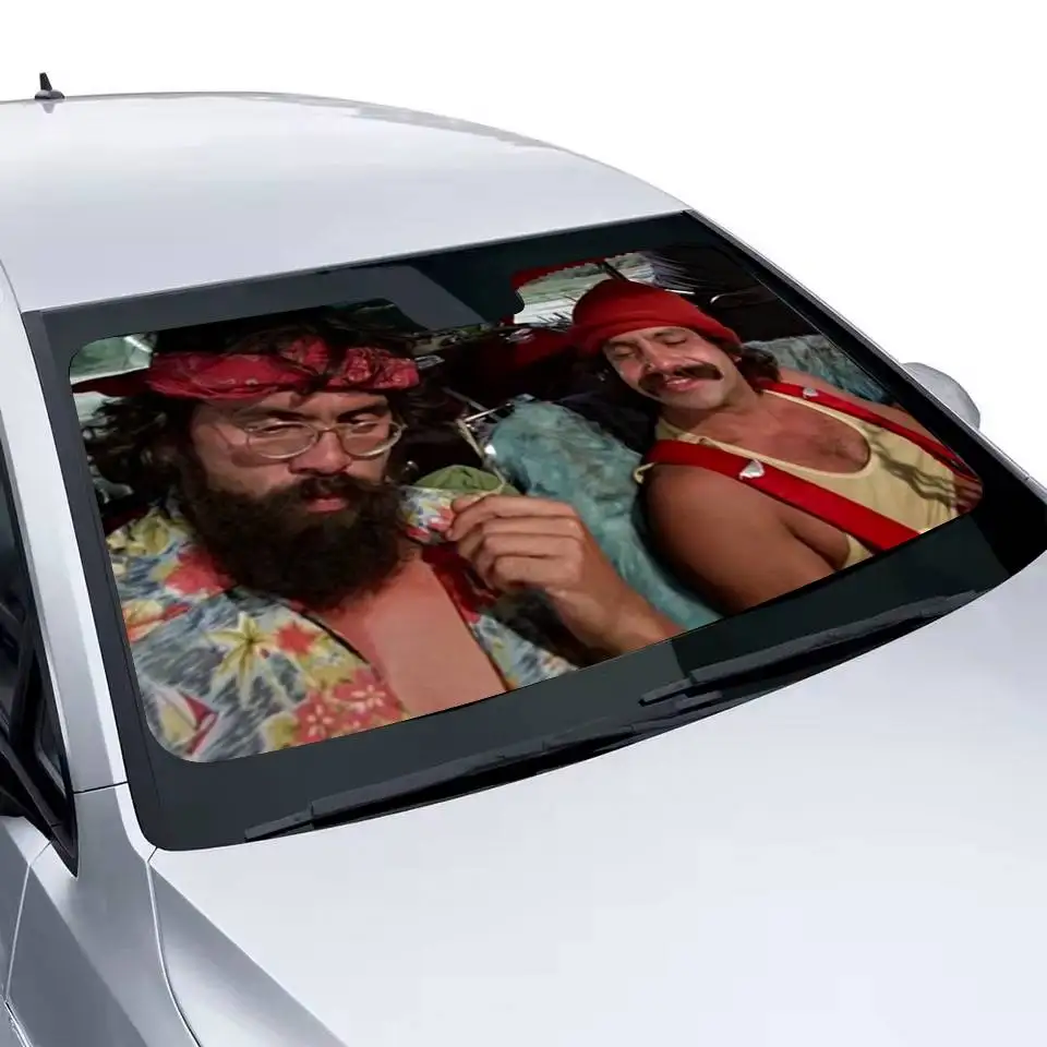فيلم Cheech And Chong Drive مظلة السيارة الأمامية المضادة للأشعة فوق البنفسجية حماية الجبهة الشمس الظل التبريد حامي للسيارة الداخلية