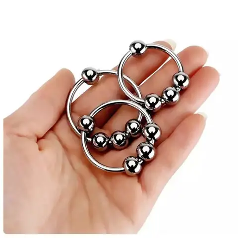 Metal Penis Cock Rings Beads Massage Lasting Erection Glans Stimulation Adult Games Sex Toys For Men Delay Ejaculation