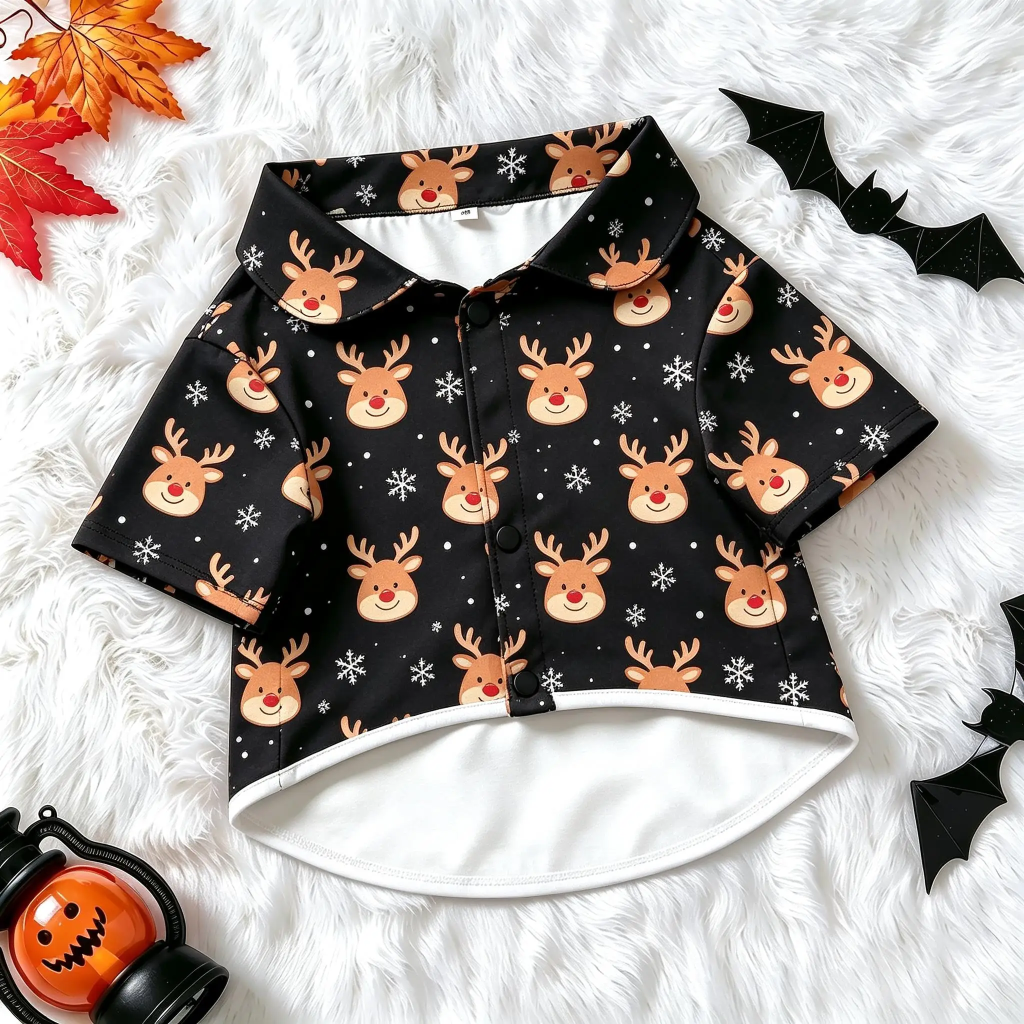 Pet Dog Shirt Black Scarf Penguin Snowflake Print Button Up for Small Medium Dogs Cute Animal Theme Daily Wear