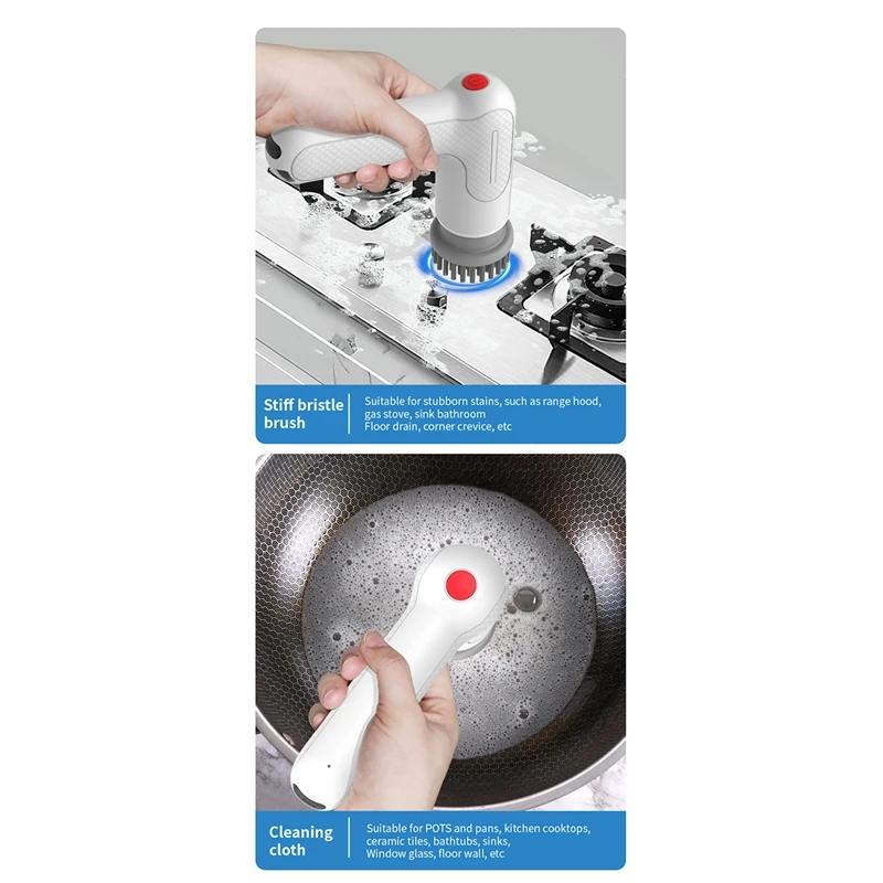 

Электрический скруббер, беспроводной скруббер для душа с 8 сменными насадками, скребок для ванной комнаты и водонепроницаемый электрический прочный