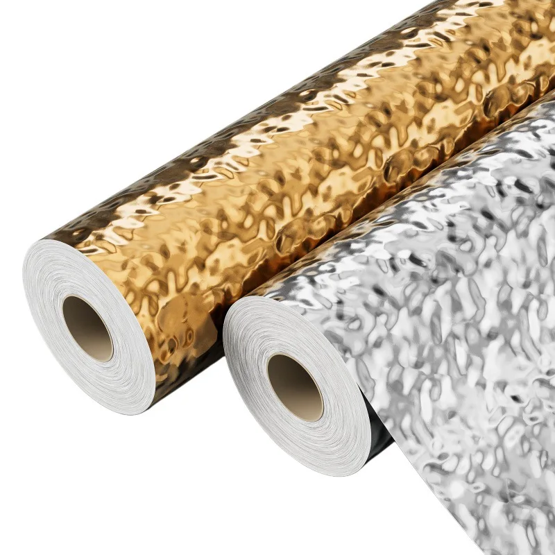 Imitation stainless steel water ripple ceiling, wave metal, self-adhesive wallpaper for weddings, festivals, and parties