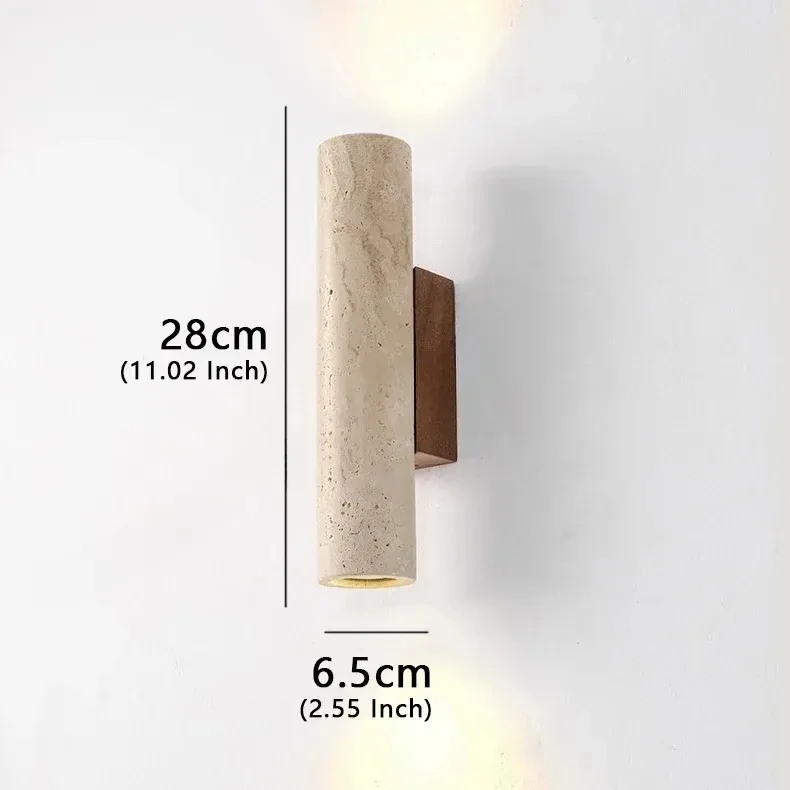 Wabi Sabi Geel Marmeren Wandlamp Led Nachtkastje Japan Slaapkamer Woonkamer Wandlamp Travertijn Trap Gang Decor Blaker