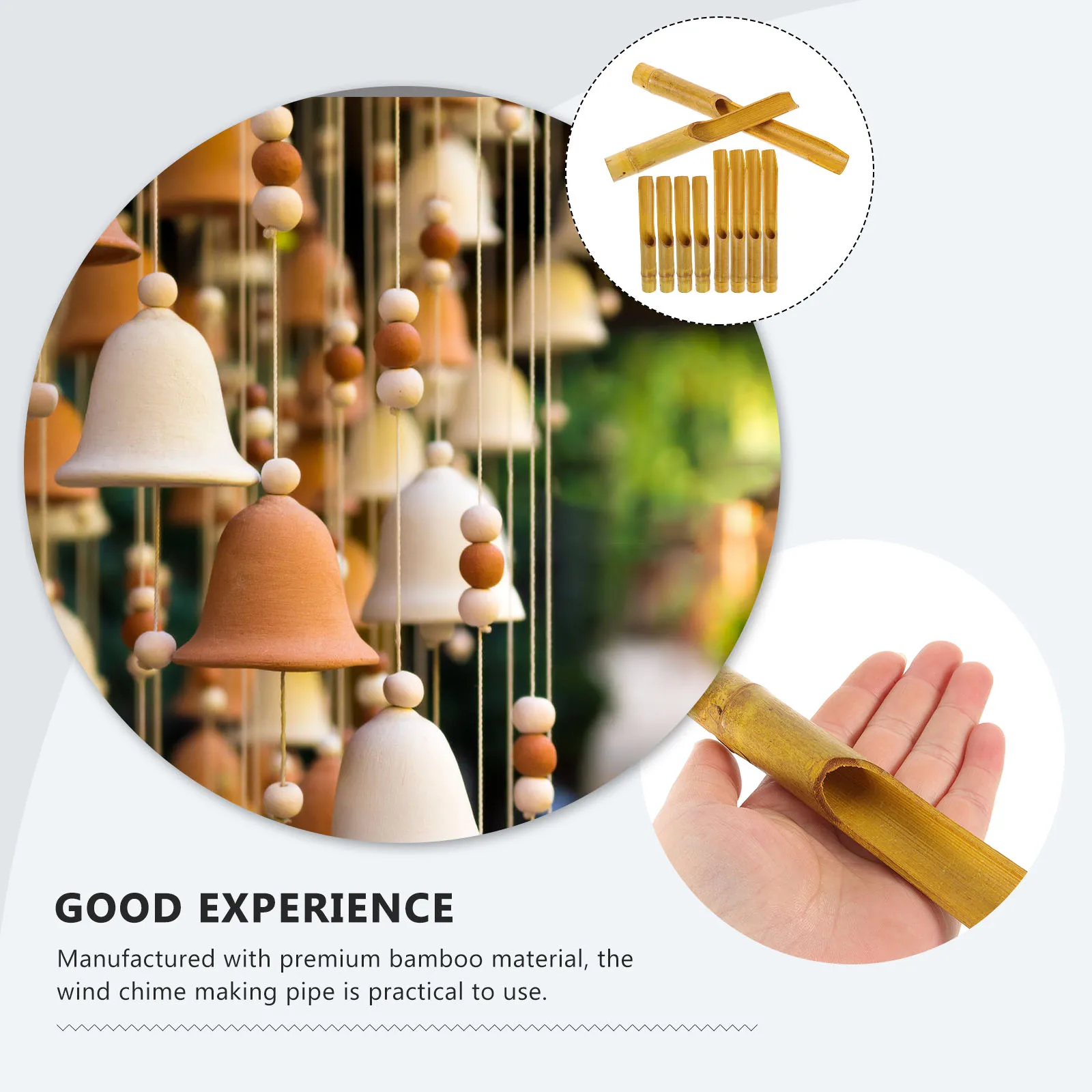 

10pcs Bamboo Wind Chime Tubes 20CM 16CM DIY Accessories Replacement Parts Garden Home Decor Relaxation Sound Craft Supplies