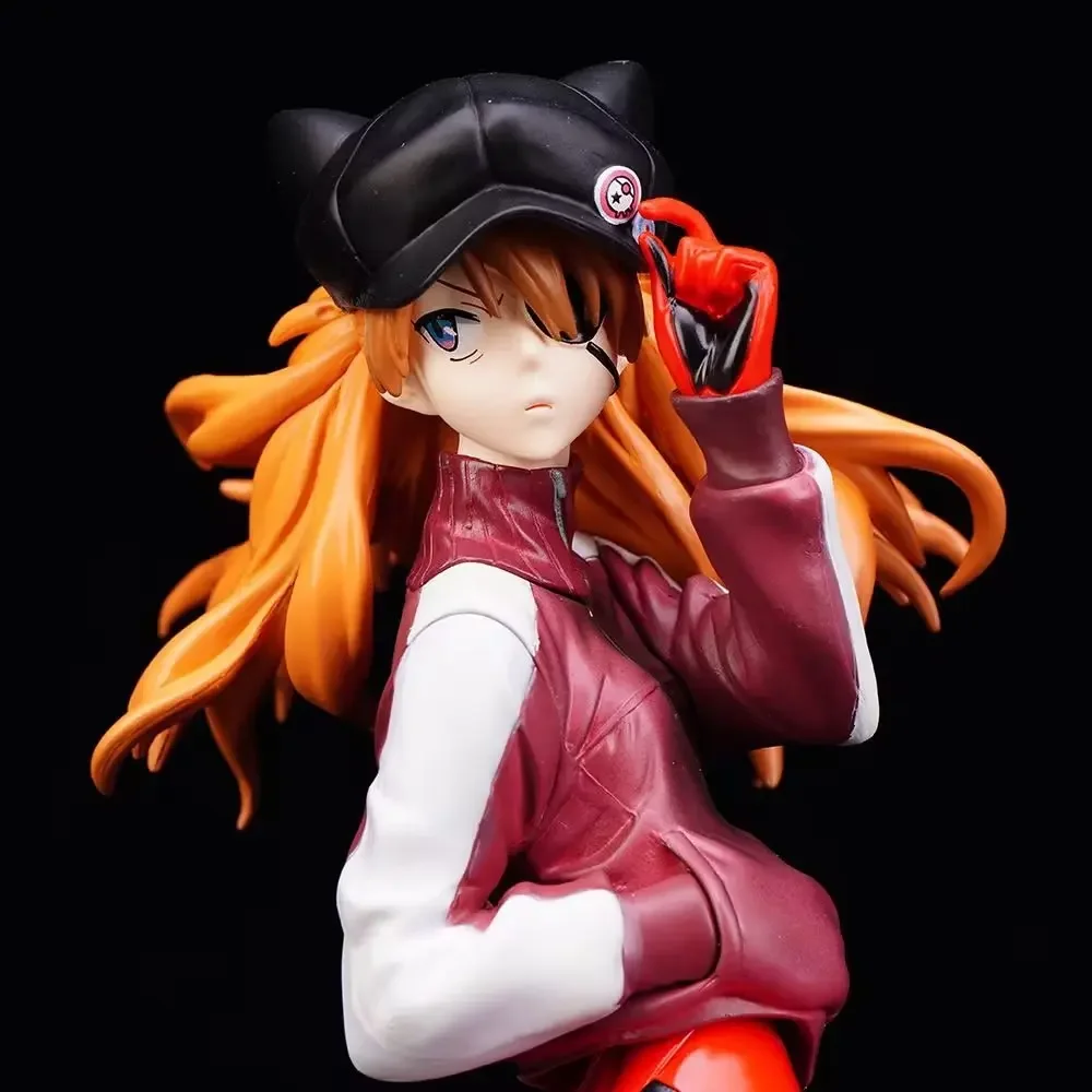 24CM EVA Anime Figure Asuka Langley Soryu Sportswear Peaked Cap Dress Up Model Toy Gift Collection PVC Evangelion Aciton Figure