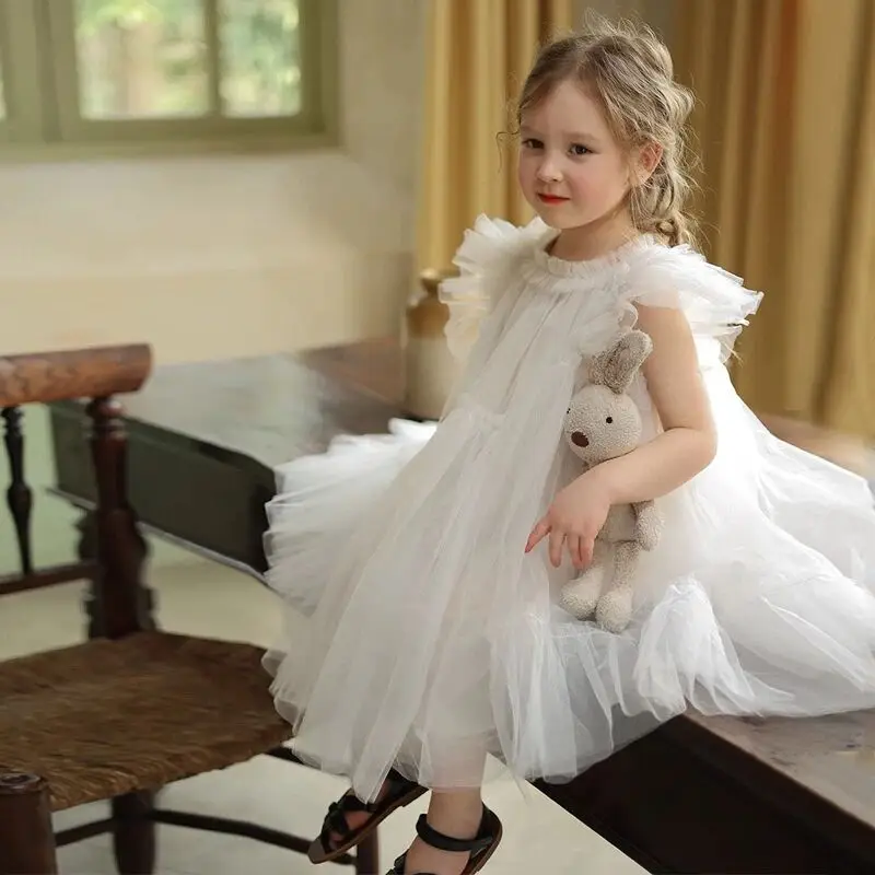 

Summer Children's Dress Trendy Girls Sweet Wedding Dress Princess Fluffy Dress for Kids 90-140cm