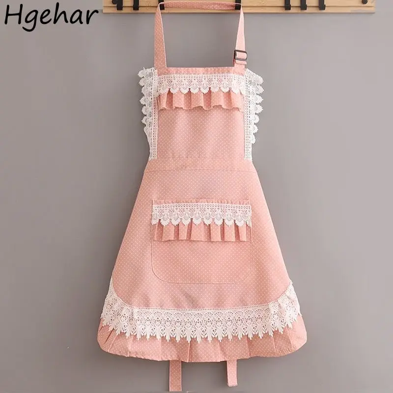 Lace Sleeveless Aprons Princess Sweet Cooking Pinafore Waterproof Kitchen Accessories Coffee Shops Restaurant Apron with Pocket